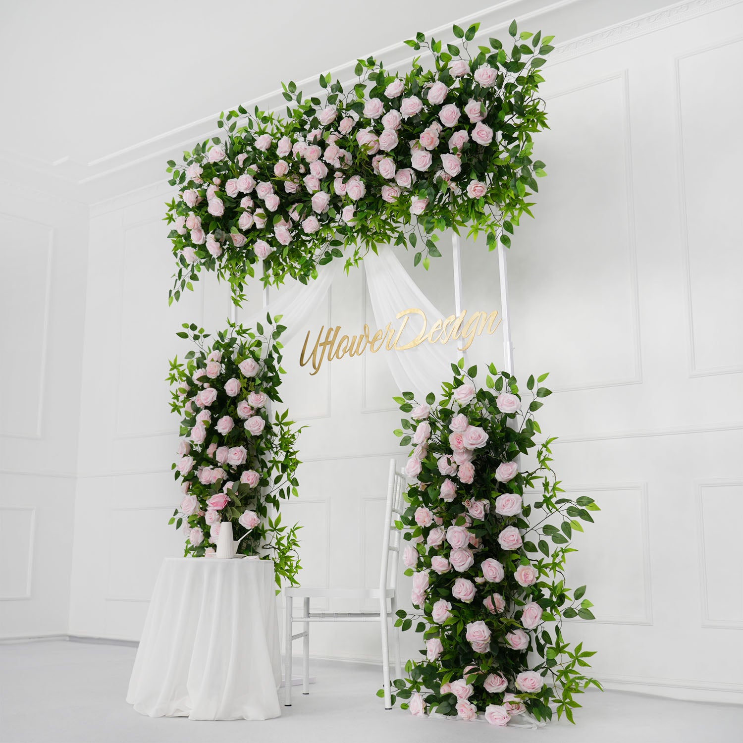 Pink Faux Flower Wall Backdrop Flower Row Decortion picture 3